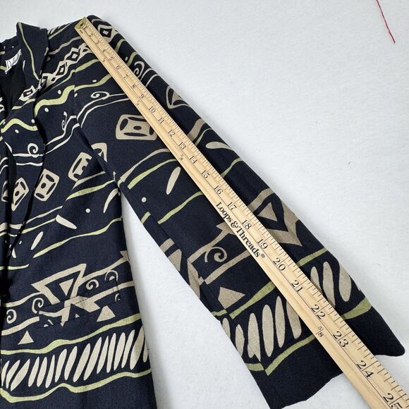 Vintage Rafaella Blazer Womens 8 Black Linen Cotton Southwestern Aztec Artsy 90s - Picture 16 of 16